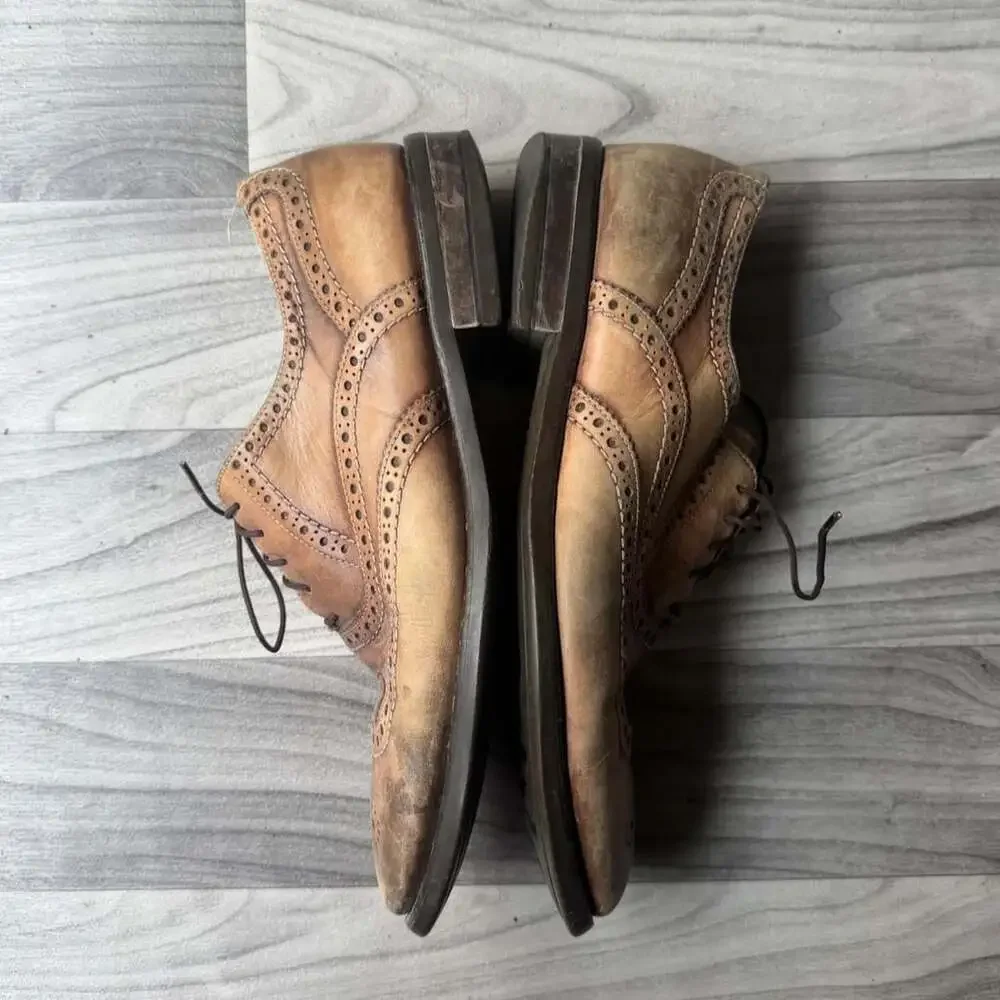 Clarks Tan Leather Wingtip Oxford Dress Shoes